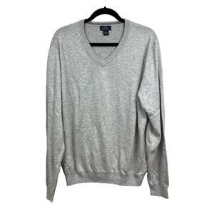 Brooks Brothers Mens 346 Sweater V‎ Neck Stretch Supima Cotton Gray Size L